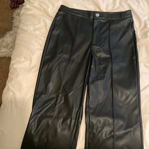 Black faux leather pants